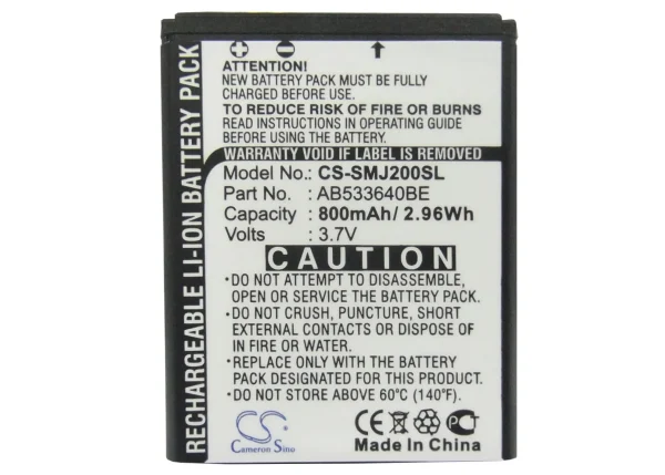 Samsung SGH-J200 Series Replacement Battery 800mAh