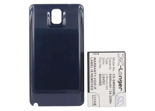 Samsung Galaxy Note 3, Galaxy Note III, SC-01F, SGH-N075, SM-N900 Series Replacement Battery 6400mAh / 24.32Wh