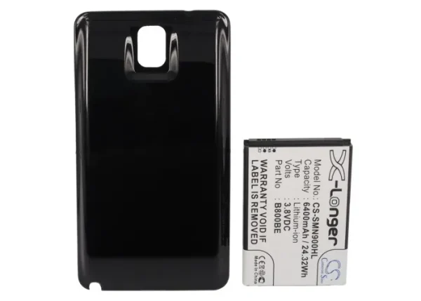 Samsung Galaxy Note 3, Galaxy Note III, SC-01F, SGH-N075, SM-N900 Series Replacement Battery 6400mAh / 24.32Wh