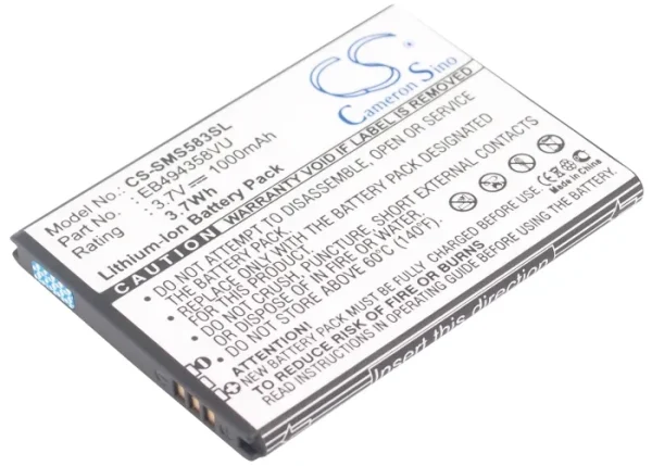 Samsung Cooper, Fit, Galaxy Ace, Galaxy Fit, Galaxy Gio Series Replacement Battery 1000mAh/3.7Wh - Image 4