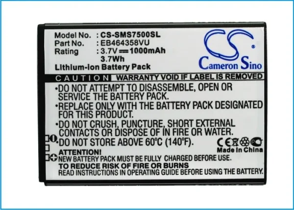 Samsung Galaxy Ace Plus, Galaxy Ace Q, Galaxy Appeal, Galaxy Mini 2, Galaxy Music Series Replacement Battery 1000mAh / 3.7Wh