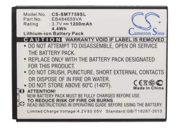 Samsung Ancora, Conquer 4G, Exhibit 4G, Exhibit II 4G, Focus Flash Series Replacement Battery 1200mAh / 4.44Wh