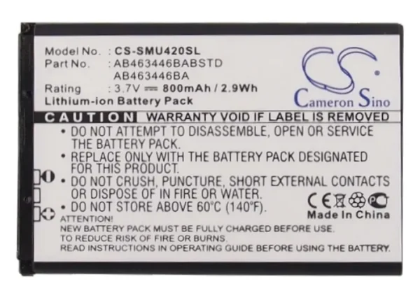 Samsung Axle, Axle R311, Byline, Byline R310, Chrono Series Replacement Battery 800mAh / 2.96Wh