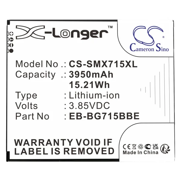 Samsung Galaxy Xcover Pro, SM-G715, SM-G715FN/DS, SM-G715U, Series Replacement Battery 3950mAh / 15.21Wh