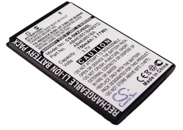 Samsung Katalyst T739, SGH-A637, SGH-A697, SGH-C3060, SGH-J800 Series Replacement Battery 750mAh