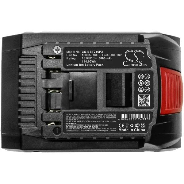 Bosch GBH 18V-34 CF, GBH 18V-36 C, GBH 18V-45 C, GCM 18V-216 Series Replacement Battery 8000mAh / 144.00Wh