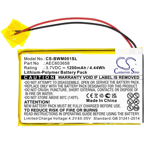 BW GasAlert Micro Clip XL, Gasalert Microclip Gas Detecto, MCXL-MPCB1, MC-XW00, MC-XW00-Y Series Replacement Battery 1200mAh / 4.44Wh