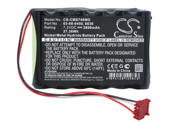 Cas Medical 740 Vital Signs Monitor, 750 Vital Signs Monitor, 940X Monitor, NIBP 730 Series Replacement Battery 3800mAh / 27.36Wh