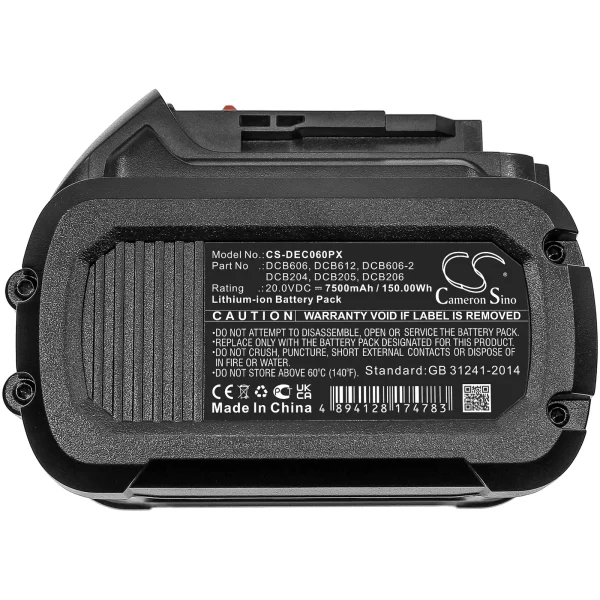 DeWalt 120V MAX, 12V MAX Li-ion, 20V MAX, 60V MAX Series Replacement Battery 7500mAh / 150.00Wh