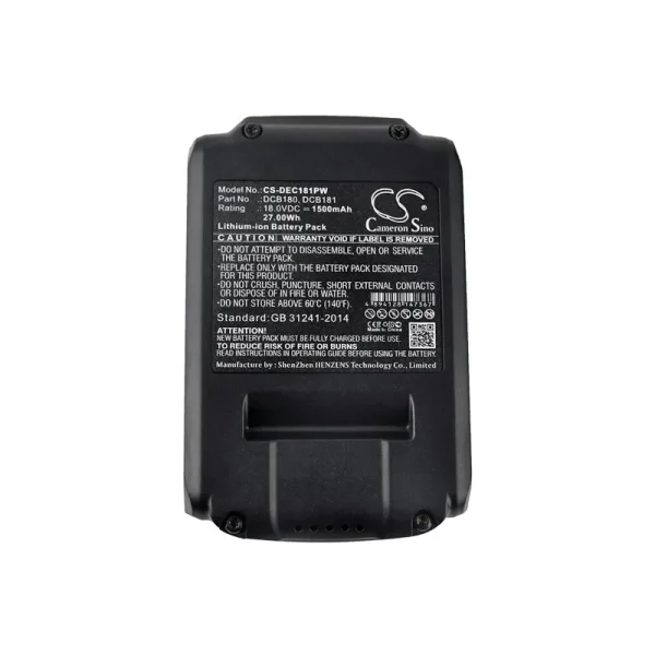 DeWalt 120V MAX, 12V MAX Li-ion, 20V MAX, 60V MAX Series Replacement Battery 1500mAh / 27.00Wh