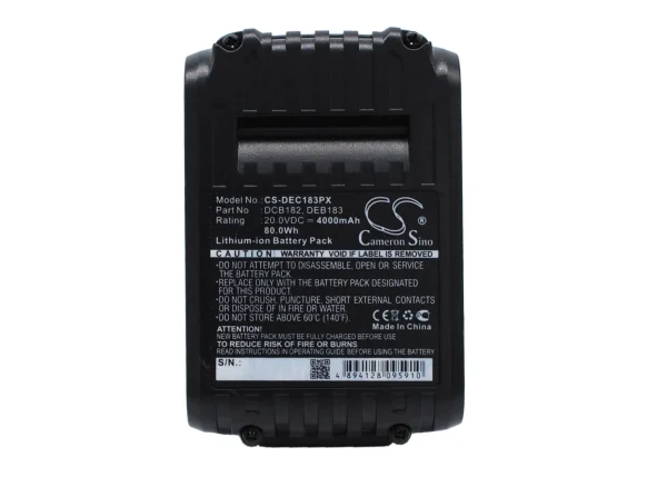 DeWalt DCD740, DCD740B, DCD780, DCD780B Series Replacement Battery 4000mAh / 80.00Wh