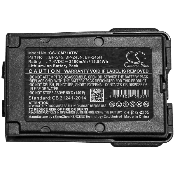 Icom IC-M71, IC-M72, IC-M73, IC-M73 Euro, IC-M73 Plus Series Replacement Battery 2100mAh / 15.54Wh