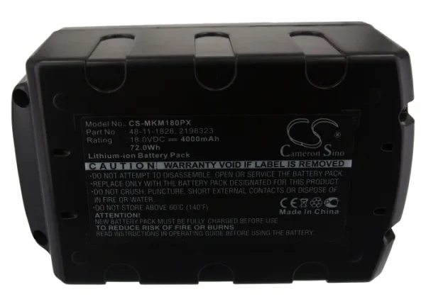 Milwaukee 0880-20,2601, 2601-21, 2601-22 Series Replacement Battery 4000mAh / 72.00Wh