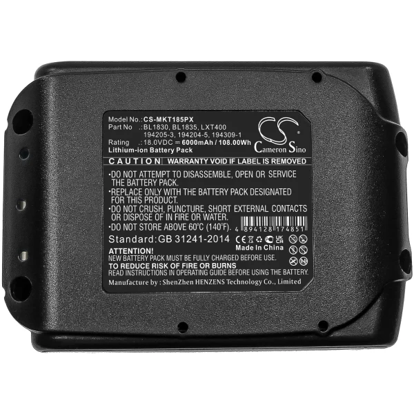 Makita BBO140, BBO180, BBO180Z, BCF050 Series Replacement Battery 6000mAh / 108.00Wh - Image 4