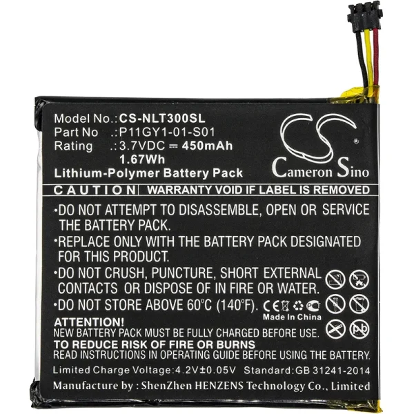 Nest Learning Thermostat T200377, Learning Thermostat T200477, Learning Thermostat T200577, Learning Thermostat T200777, Learning Thermostat T200877 Series Replacement Battery 450mAh / 1.67Wh