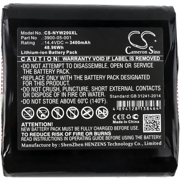 Noyes W2003M Series Replacement Battery 3400mAh / 48.96Wh