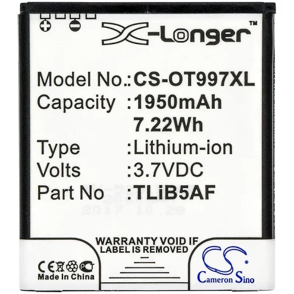 TCL J160, MW40, MW40CJ, MW40V, MW40VD Series Replacement Battery 1950mAh / 7.22Wh