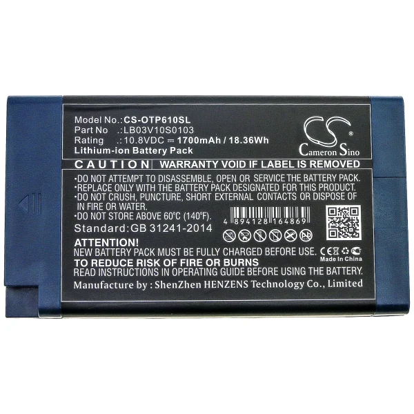 OPWILL OPT6123L, OTP6103, OTP-6103, OTP6105, OTP6123 Series Replacement Battery 1700mAh / 18.36Wh