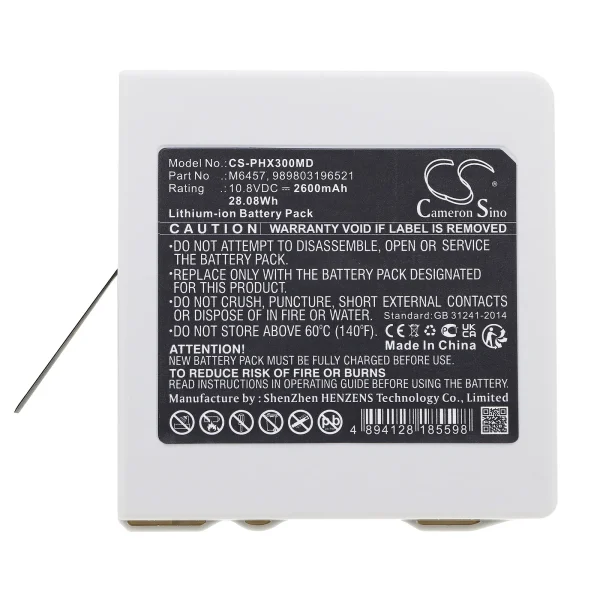 Philips 867030,867033, Intellivue MX100, Intellivue MX100 Monitor Series Replacement Battery 2600mAh / 28.08Wh