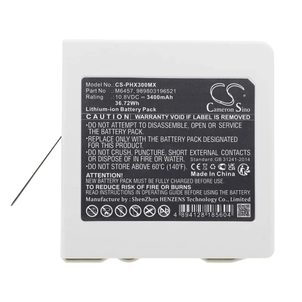 Philips 867030,867033, Intellivue MX100, Intellivue MX100 Monitor Series Replacement Battery 3400mAh / 36.72Wh