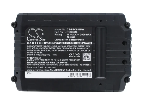 Stanley FMC625D2, FMC645D2, FMC675B, FMC675B-XE Series Replacement Battery 2000mAh / 36.00Wh