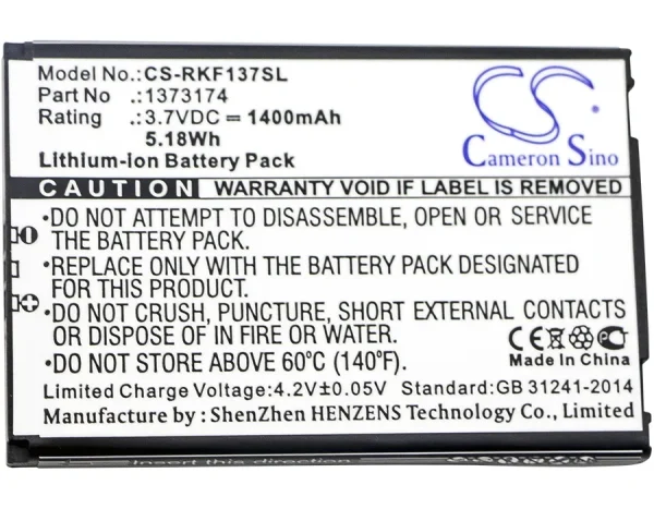 Renkforce 1373174 Series Replacement Battery 1400mAh / 5.18Wh