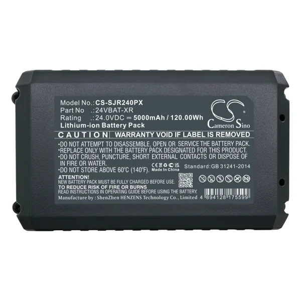 Snow Joe 24V-AJC-LTE, 24V-JB-LTE, 24V-SS11-XR, 24V-X2-16LM, 385 CFM Max Kit Series Replacement Battery 5000mAh / 120.00Wh