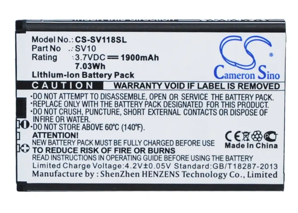 Sieval SV-118 Series Replacement Battery 1900mAh / 7.03Wh