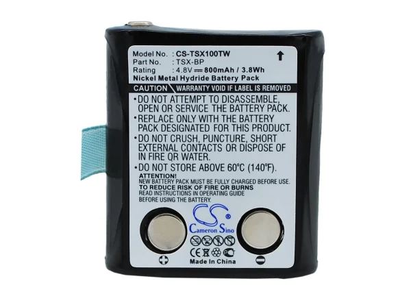 TriSquare TSX100, TSX300 Series Replacement Battery 800mAh / 3.84Wh