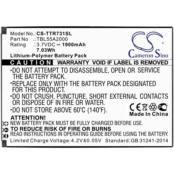 TP-Link M7310, M7350 ver 4.0 Series Replacement Battery 1900mAh / 7.03Wh