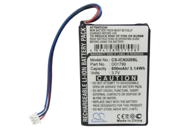 Navman iCN320, iCN330 Series Replacement Battery 850mAh/3.15Wh