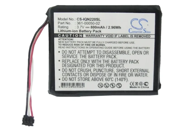 Garmin Nuvi 2200, Nuvi 2200LT, Nuvi 2240, Nuvi 2250 Series Replacement Battery 800mAh / 2.96Wh