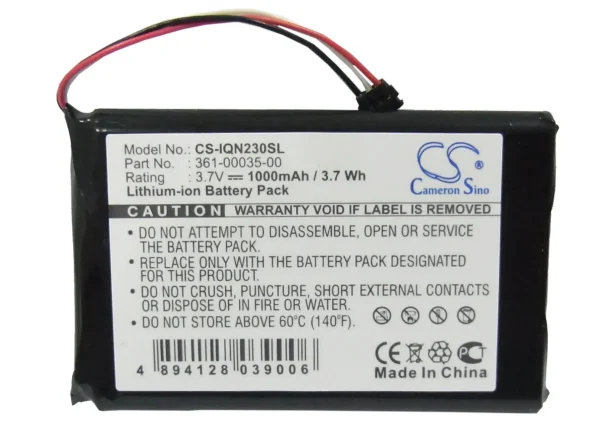 Garmin Edge Touring Plus, Edge Touring+, Nuvi 2300, Nuvi 2300LM Series Replacement Battery 1000mAh / 3.70Wh