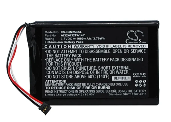 Garmin 010-01187-01, Nuvi 2539LM, Nuvi 2539LMT, Nuvi 2539LMT 5-inch Series Replacement Battery 1000mAh / 3.70Wh