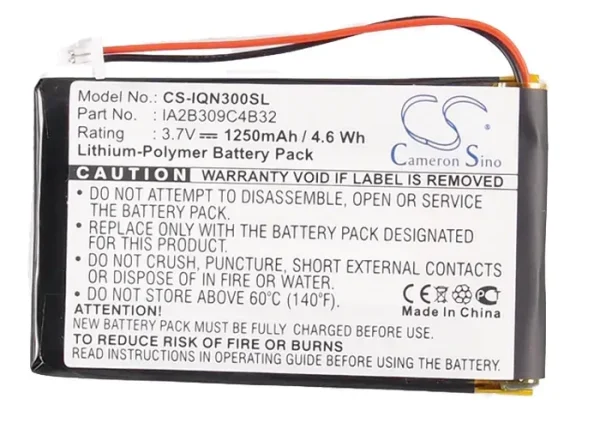 Garmin Nuvi 300, Nuvi 300T, Nuvi 310, Nuvi 310D Series Replacement Battery 1250mAh