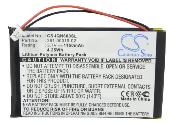 Garmin Nuvi 600, Nuvi 610, Nuvi 610T, Nuvi 650 Series Replacement Battery 1150mAh / 4.26Wh