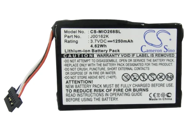 Mitac Mio 138, Mio 268, Mio 268 Plus, Mio 269 Series Replacement Battery 1250mAh / 4.63Wh