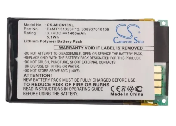 Mitac Mio H610 Series Replacement Battery 1400mAh