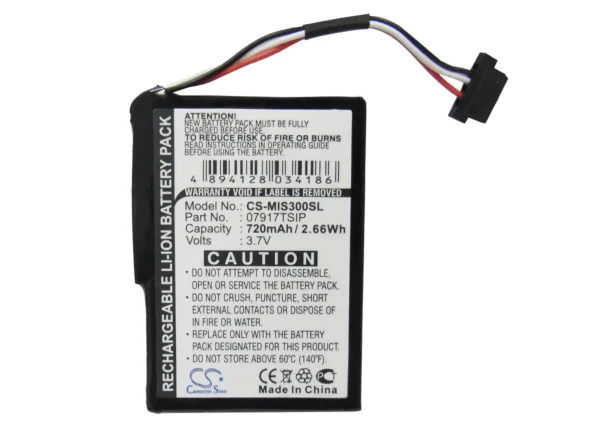 Mitac Mio Spirit 300, Spirit 300 Traffic, Spirit 500 HF Traffic Europe, Spirit 555 Series Replacement Battery 720mAh