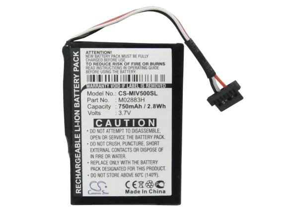 Mitac Mio Moov 500, Mio Moov 510, Mio Moov 560, Mio Moov 580 Series Replacement Battery 750mAh / 2.78Wh