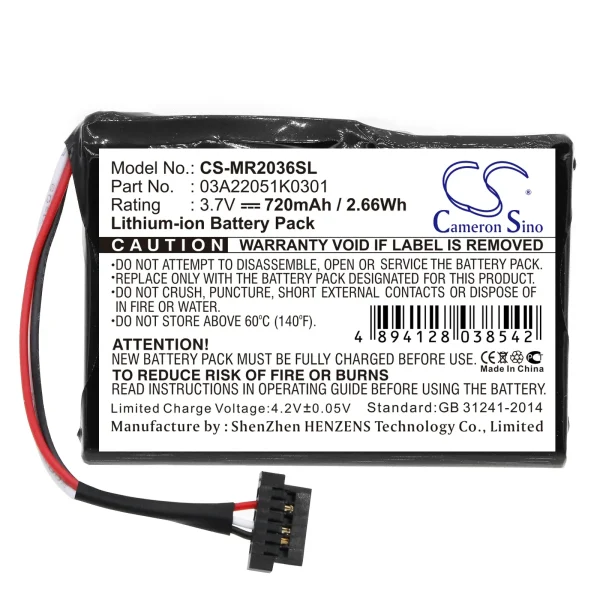 Magellan RoadMate 2035, RoadMate 2036, RoadMate 2036-MU, Series Replacement Battery 720mAh