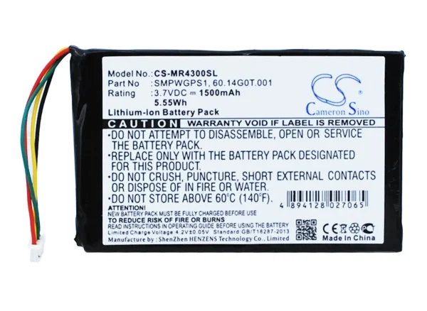 Magellan Maestro 4300, Maestro 4350, Maestro 4370, Series Replacement Battery 1500mAh / 5.55Wh