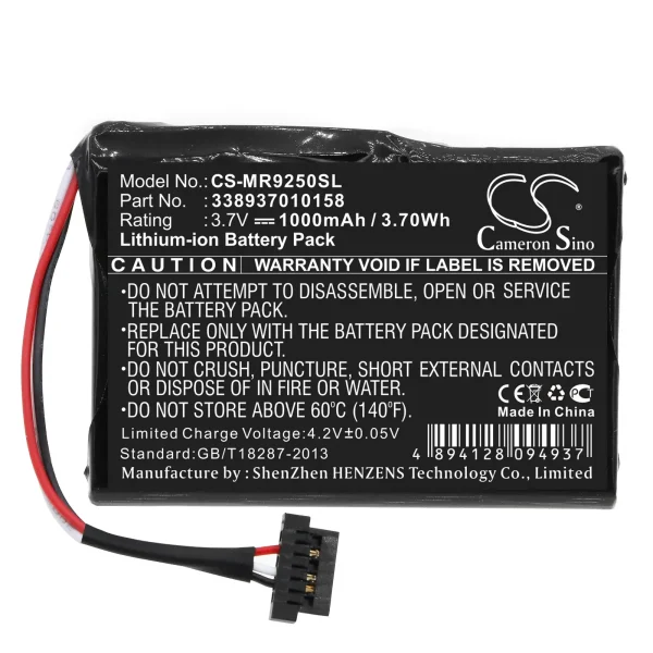 Magellan RoadMate 9250, RoadMate 9250T-LM, RoadMate 9250T-LMB, Series Replacement Battery 1000mAh / 3.70Wh