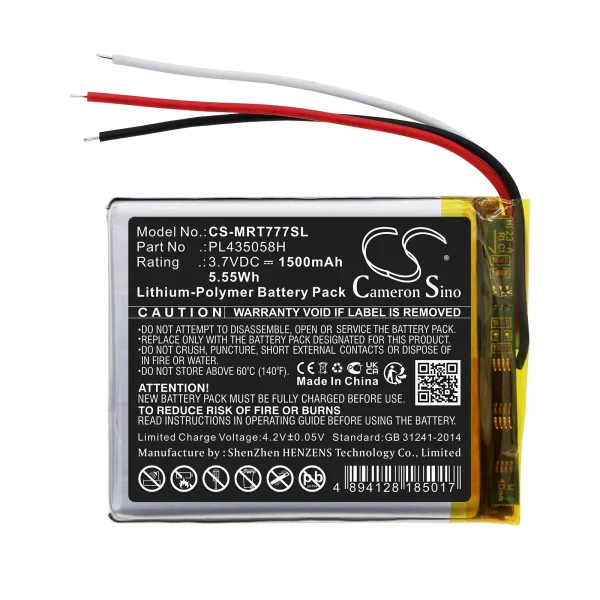 RoadMate 7771T-LMB, RM7771T-LMB Series Replacement Battery 1500mAh / 5.55Wh