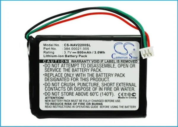 Navigon 2200, 2200T, 2210, Series Replacement Battery 800mAh