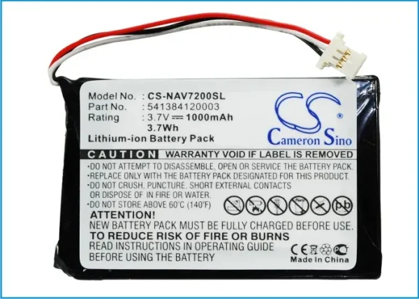 Navigon 72 Easy, 72 Plus Live Series Replacement Battery 1000mAh