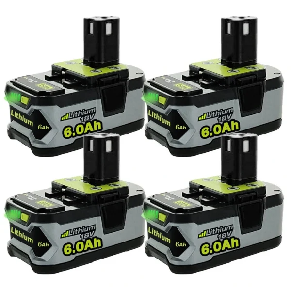 4 x Ryobi 18V Battery 6.0Ah ONE+ Plus P108 P104 BPL-1815